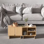 Modular Buffet Cabinet & TV Stand with Adjustable Storage Shelves, Multifunctional Sideboard Credenza for Living Room, Kitchen, Dining Room & Bedroom,2pcs Natural