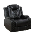 Intelligent Recliner Sofa Set Black Breathing Leather Adjustable Recline with USB LED Light Storage
