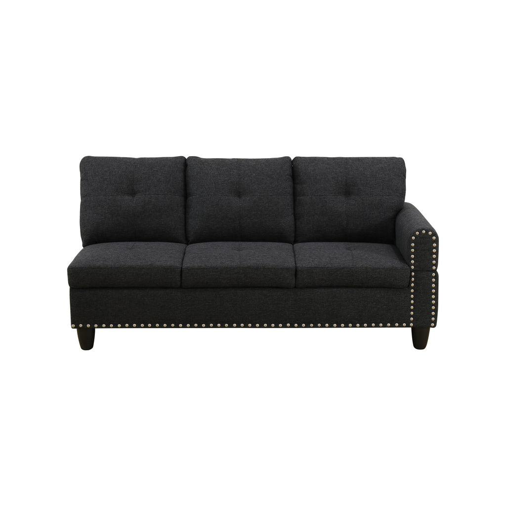 Modular Sectional Sofa Set with Storage Ottoman Reversible Coffee Table and Cup Holders Solid Wood Frame Dark Grey Fabric Couch