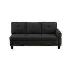 Modular Sectional Sofa Set with Storage Ottoman Reversible Coffee Table and Cup Holders Solid Wood Frame Dark Grey Fabric Couch