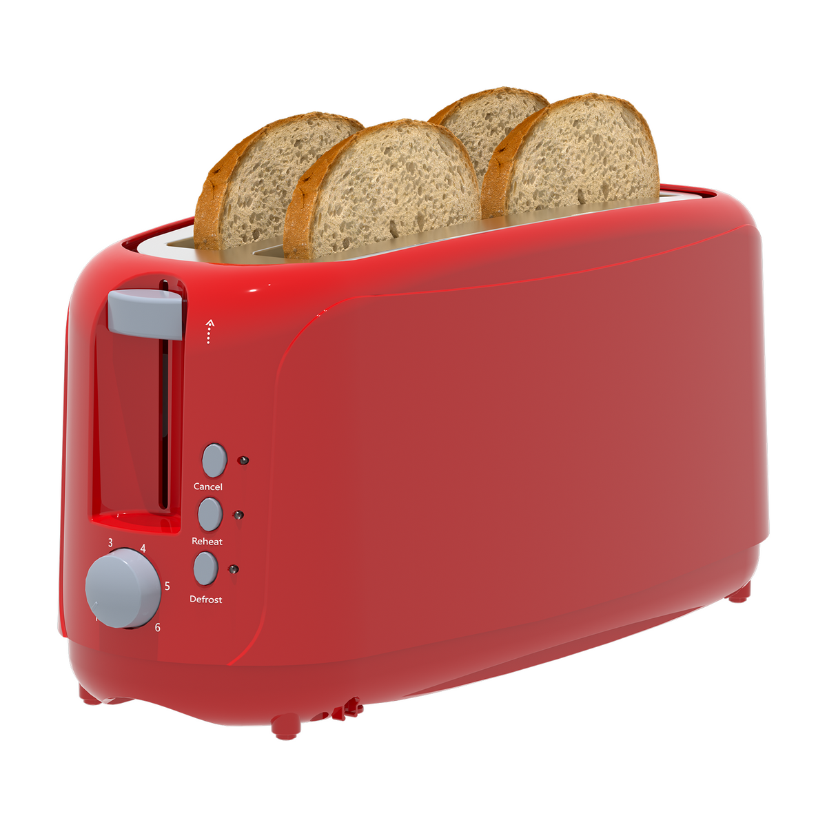 4 Slice Extra Long Slot Toaster with 6 Browning Levels & Defrost/Reheat Functions,Black
