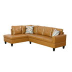Modular Sectional Sofa Set with Storage Ottoman Solid Wood Frame Breathable Faux Leather Couch Ginger