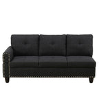 Modular Sectional Sofa Set with Storage Ottoman Reversible Coffee Table and Cup Holders Solid Wood Frame Fabric Couch Dark Grey