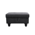 Sectional Sofa Set with Storage Ottoman Solid Wood Frame Breathable Fabric Modular Couch for Living Room Black Grey
