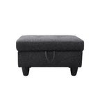 Sectional Sofa Set with Storage Ottoman Solid Wood Frame Breathable Fabric Modular Couch for Living Room Grey Black
