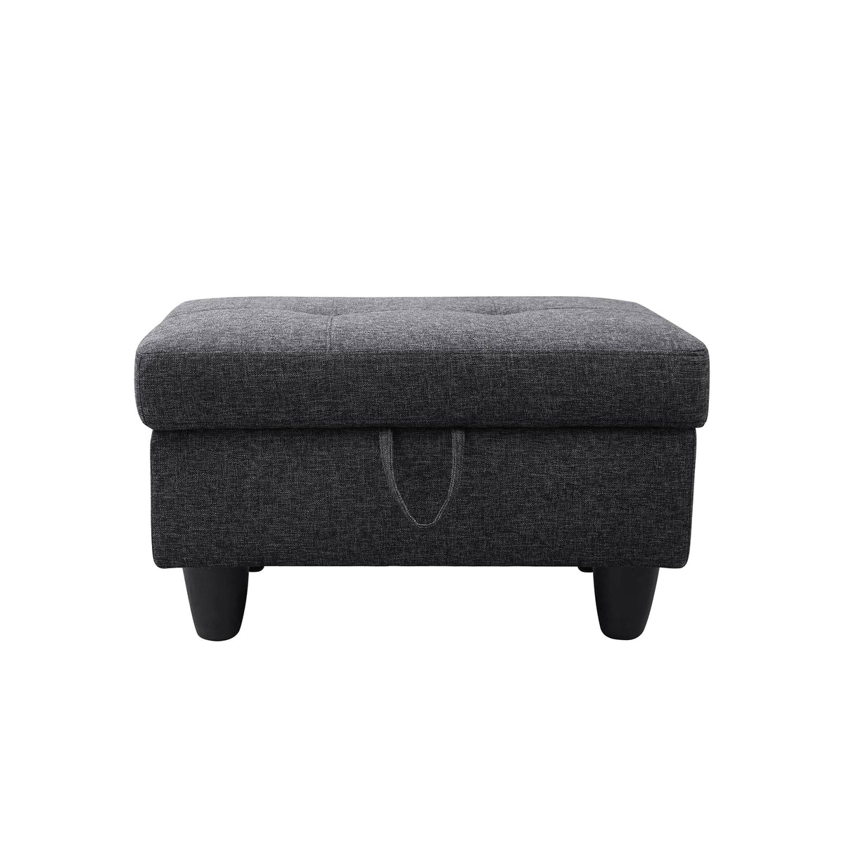 Sectional Sofa Set with Storage Ottoman Solid Wood Frame Breathable Fabric Modular Couch for Living Room Grey Black