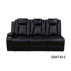 Intelligent Recliner Sofa Set Black Breathing Leather Adjustable Backrest with USB Wireless Charging LED Light Storage