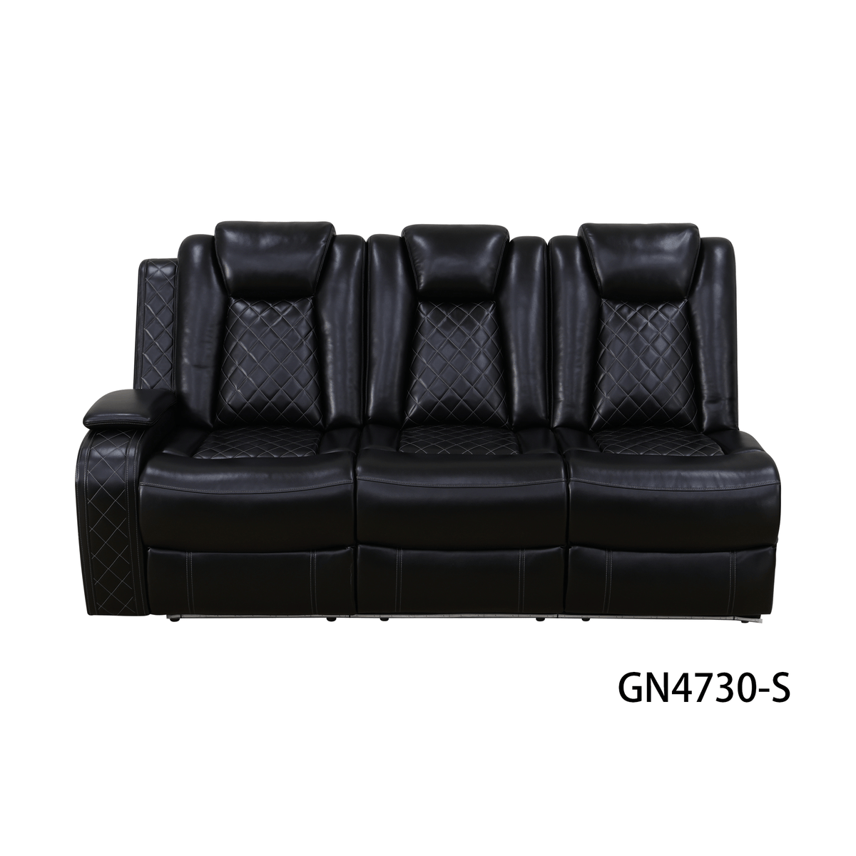 Intelligent Recliner Sofa Set Black Breathing Leather Adjustable Backrest with USB Wireless Charging LED Light Storage