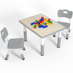 Height Adjustable Kids Table with 6 Chairs, Durable HDPE Play Set for Children Ages 2–12, Brown
