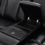 Intelligent Recliner Sofa Set Semi PU Leather Solid Wood Frame Power Reclining Couch with Wireless Charging Bluetooth Speaker LED Light Black