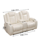 Intelligent Power Recliner Loveseat 2 Seat Sofa Breathable Leather Couch with USB Charging LED Light Storage Cup Holder White