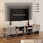 Modular Buffet Cabinet & TV Stand with Adjustable Storage Shelves, Multifunctional Sideboard Credenza for Living Room, Kitchen, Dining Room & Bedroom,3pcs Grey