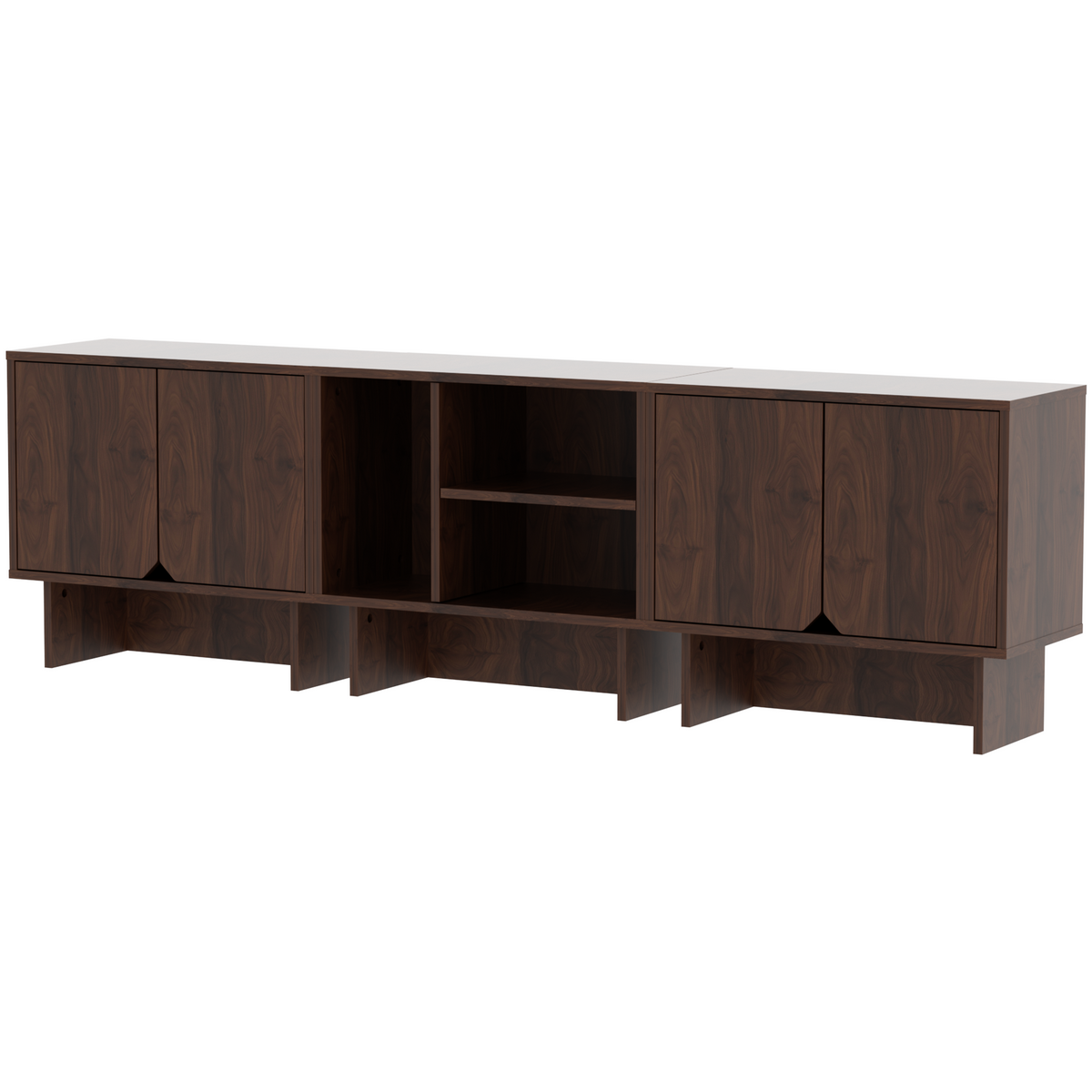 Modular Buffet Cabinet & TV Stand with Adjustable Storage Shelves, Multifunctional Sideboard Credenza for Living Room, Kitchen, Dining Room & Bedroom,4pcs Walnut