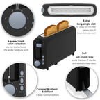 2-Slice Toaster with 10" Extra Long Slot, 6 Browning Levels, Removable Crumb Tray, Defrost, Reheat & Cancel Functions, Auto Shut-Off Safety,Black