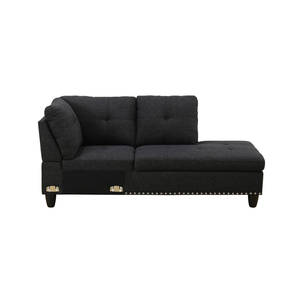 Modular Sectional Sofa Set with Storage Ottoman Reversible Coffee Table and Cup Holders Solid Wood Frame Fabric Couch Dark Grey