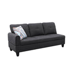 Sectional Sofa Set with Storage Ottoman Solid Wood Frame Breathable Fabric Modular Couch for Living Room Grey Black