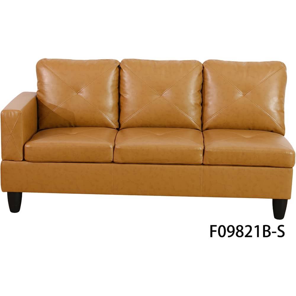 Modular Sectional Sofa Set with Storage Ottoman Solid Wood Frame Breathable Couch Ginger Faux Leather