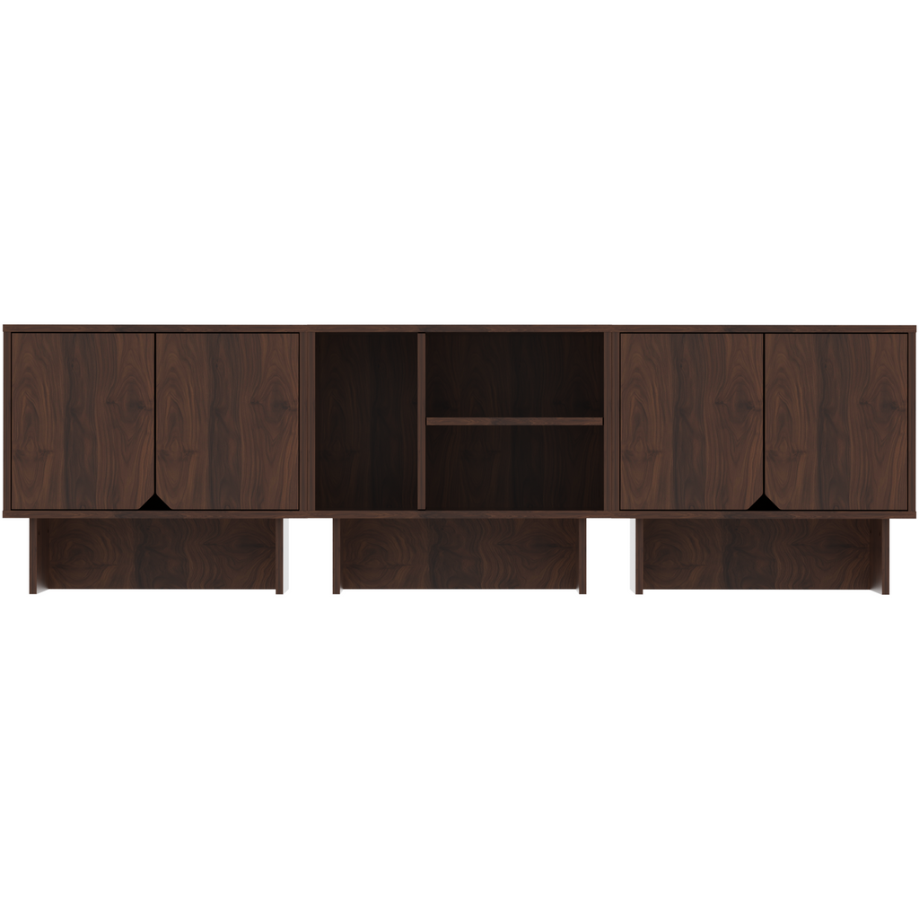 Modular Buffet Cabinet & TV Stand with Adjustable Storage Shelves, Multifunctional Sideboard Credenza for Living Room, Kitchen, Dining Room & Bedroom,3pcs Walnut