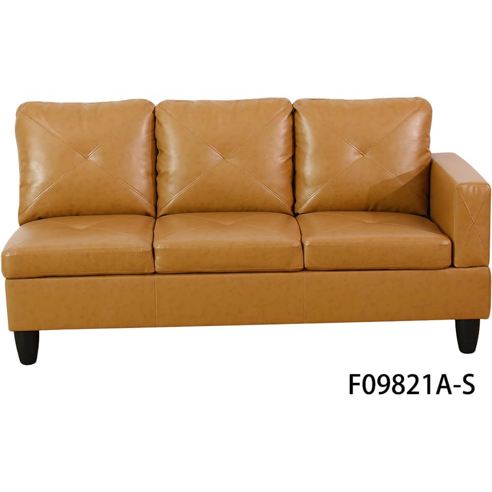 Modular Sectional Sofa Set with Storage Ottoman Solid Wood Frame Breathable Faux Leather Couch Ginger