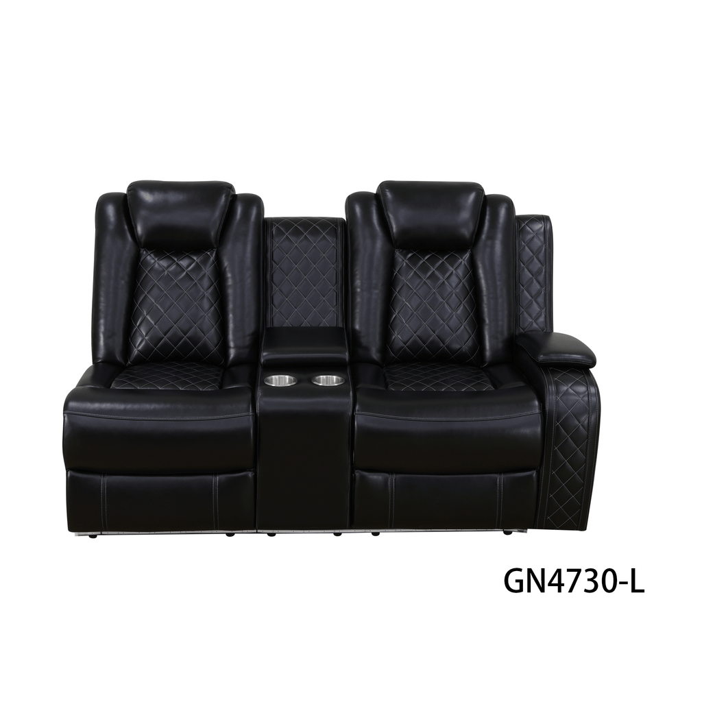 Intelligent Recliner Sofa Set Black Breathing Leather Adjustable Backrest with USB Wireless Charging LED Light Storage