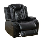 Intelligent Recliner Sofa Set Black Breathing Leather Adjustable Recline with USB LED Light Storage