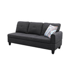 Sectional Sofa Set with Storage Ottoman Solid Wood Frame Breathable Fabric Modular Couch for Living Room Black Grey