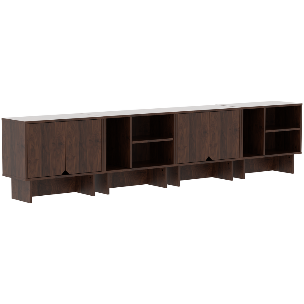Modular Buffet Cabinet & TV Stand with Adjustable Storage Shelves, Multifunctional Sideboard Credenza for Living Room, Kitchen, Dining Room & Bedroom,4pcs Walnut