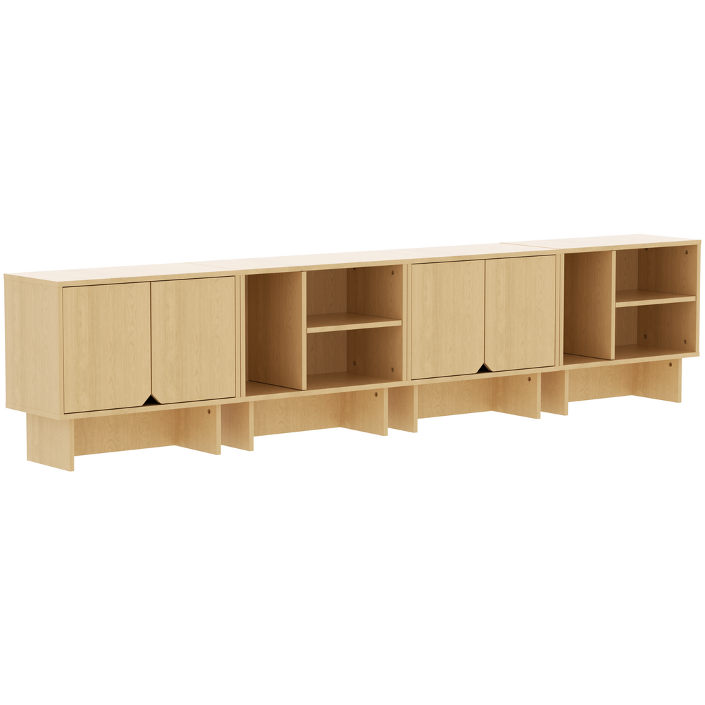 Modular Buffet Cabinet & TV Stand with Adjustable Storage Shelves, Multifunctional Sideboard Credenza for Living Room, Kitchen, Dining Room & Bedroom,4pcs Natural
