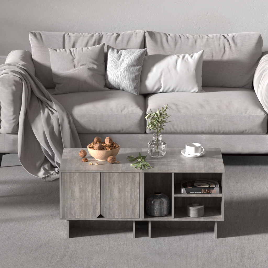 Modular Buffet Cabinet & TV Stand with Adjustable Storage Shelves, Multifunctional Sideboard Credenza for Living Room, Kitchen, Dining Room & Bedroom,4pcs Grey