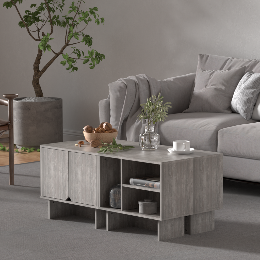 Modular Buffet Cabinet & TV Stand with Adjustable Storage Shelves, Multifunctional Sideboard Credenza for Living Room, Kitchen, Dining Room & Bedroom,4pcs Grey
