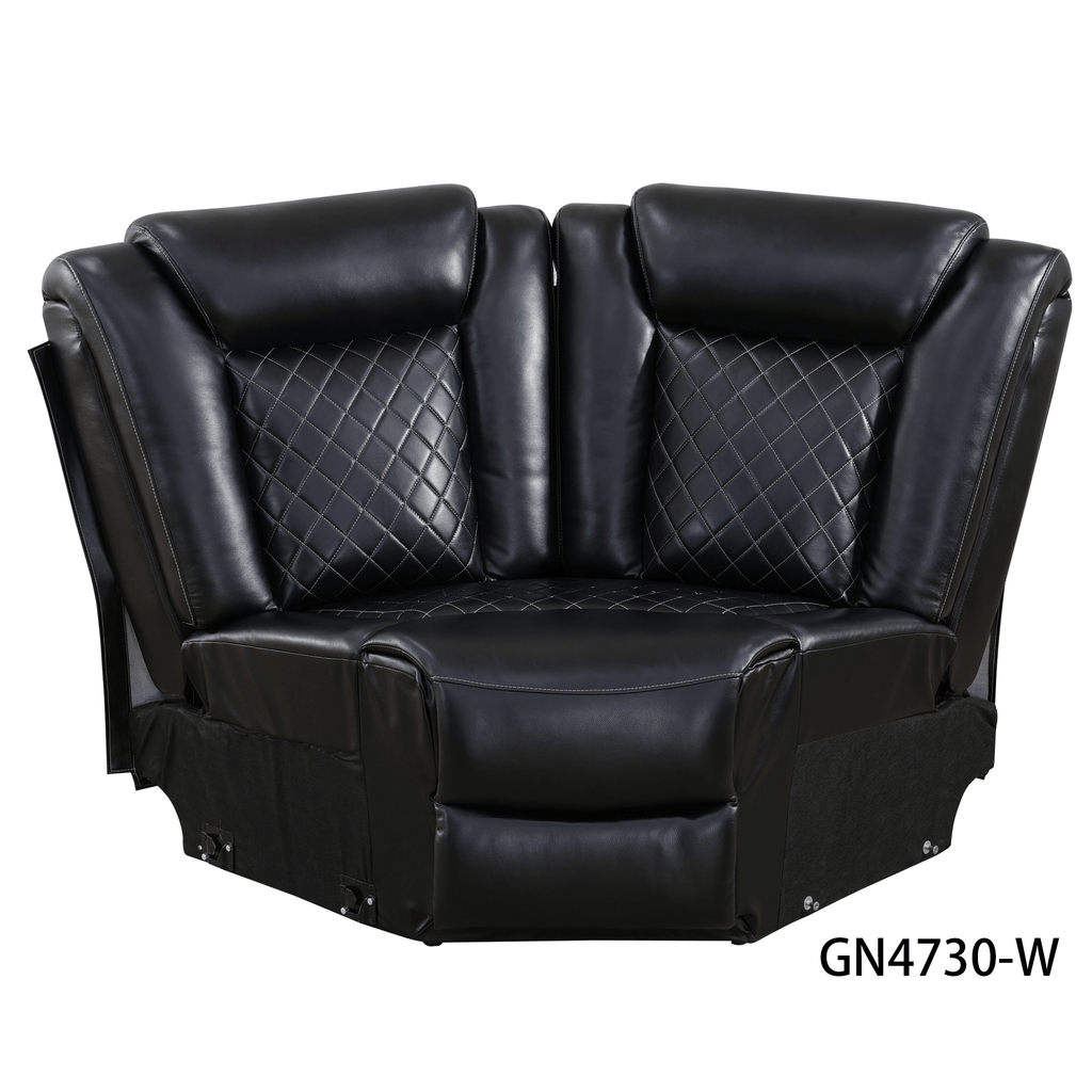 Intelligent Recliner Sofa Set Black Breathing Leather Adjustable Backrest with USB Wireless Charging LED Light Storage
