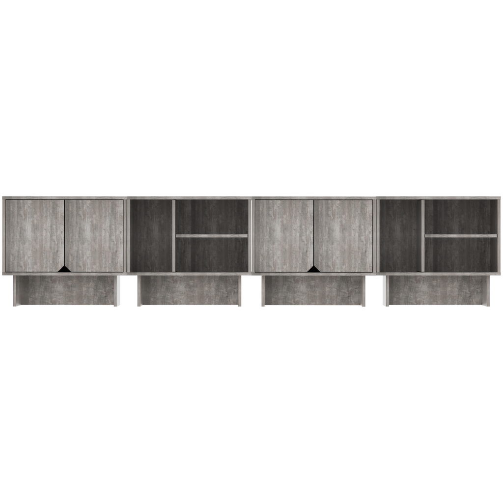 Modular Buffet Cabinet & TV Stand with Adjustable Storage Shelves, Multifunctional Sideboard Credenza for Living Room, Kitchen, Dining Room & Bedroom,4pcs Grey