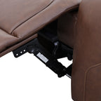 Intelligent Recliner Sofa Set Semi PU Leather Solid Wood Frame Power Reclining Couch with Wireless Charging Bluetooth Speaker LED Light Reddish-brown