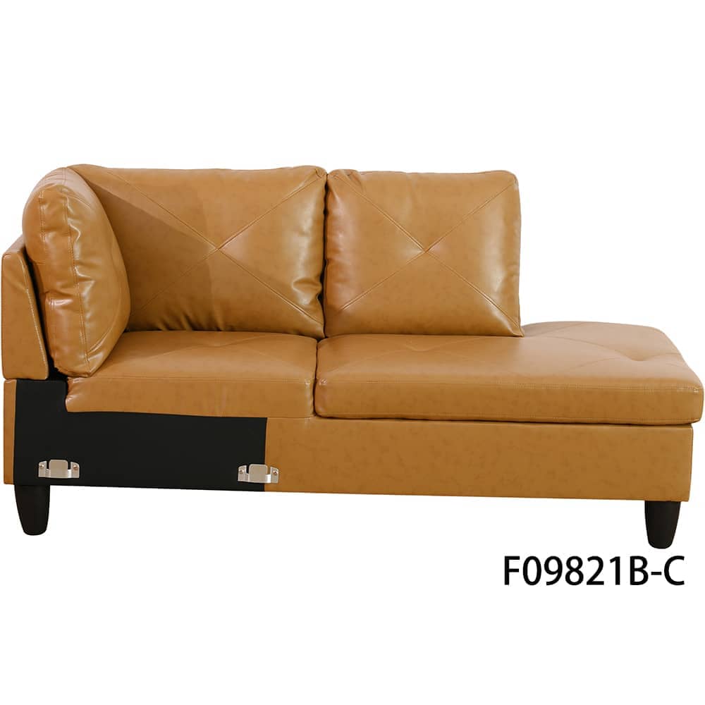 Modular Sectional Sofa Set with Storage Ottoman Solid Wood Frame Breathable Couch Ginger Faux Leather