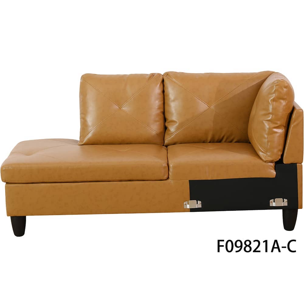 Modular Sectional Sofa Set with Storage Ottoman Solid Wood Frame Breathable Faux Leather Couch Ginger