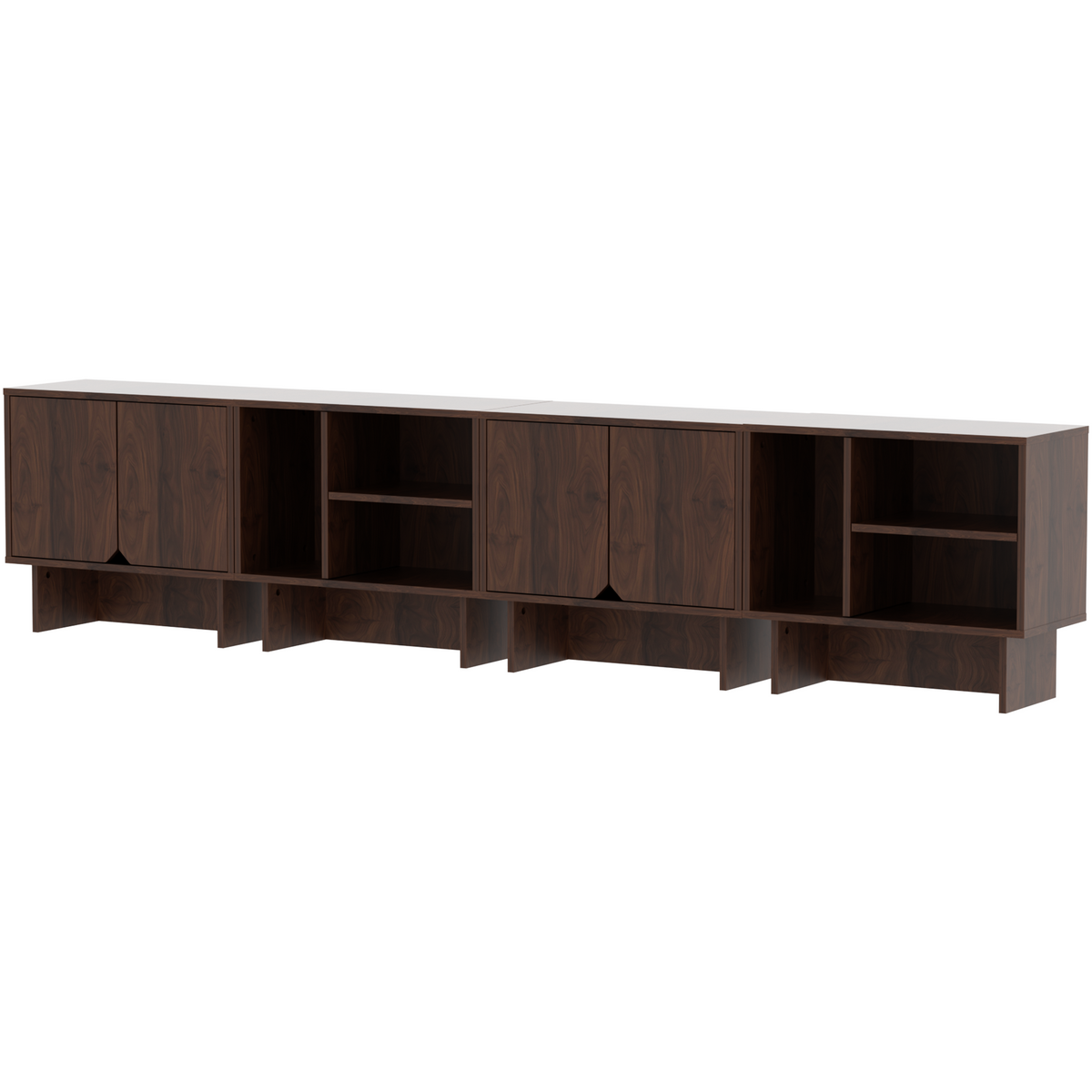 Modular Buffet Cabinet & TV Stand with Adjustable Storage Shelves, Multifunctional Sideboard Credenza for Living Room, Kitchen, Dining Room & Bedroom,3pcs Walnut