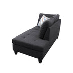 Sectional Sofa Set with Storage Ottoman Solid Wood Frame Breathable Fabric Modular Couch for Living Room Grey Black