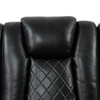 Intelligent Recliner Sofa Set Black Breathing Leather Adjustable Recline with USB LED Light Storage