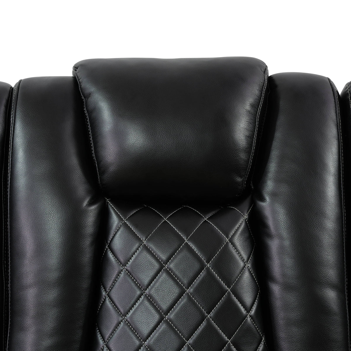 Intelligent Recliner Sofa Set Black Breathing Leather Adjustable Recline with USB LED Light Storage