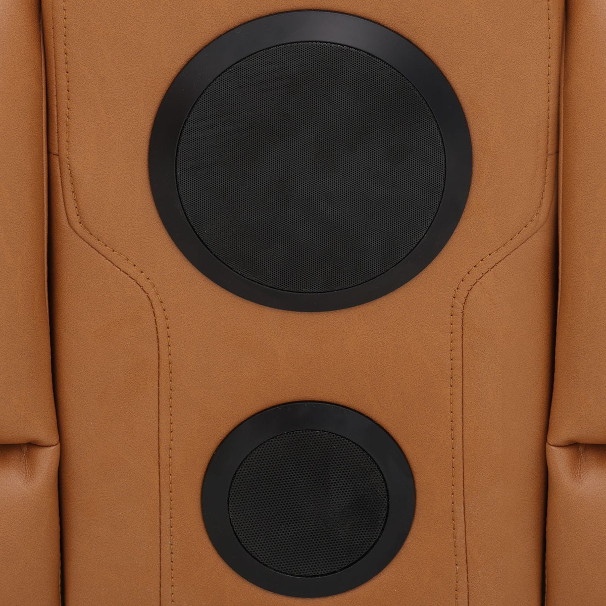 Intelligent Recliner Sofa Set Semi PU Leather Solid Wood Frame Power Reclining Couch with Wireless Charging Bluetooth Speaker LED Light Orange Yellow