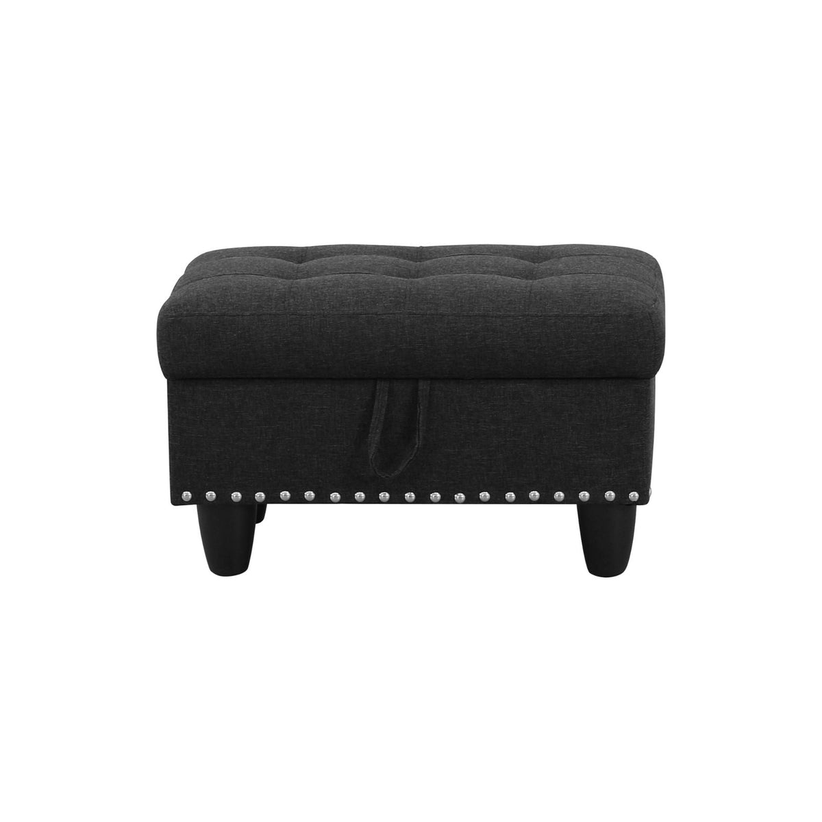 Modular Sectional Sofa Set with Storage Ottoman Reversible Coffee Table and Cup Holders Solid Wood Frame Fabric Couch Dark Grey