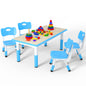 Height Adjustable Kids Table with 4 Chairs, Durable HDPE Play Set for Children Ages 2–12, Brown