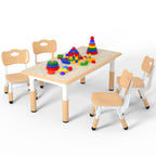 Height Adjustable Kids Table with 2 Chairs, Durable HDPE Play Set for Children Ages 2–12, Blue