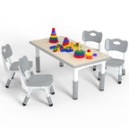 Height Adjustable Kids Table with 6 Chairs, Durable HDPE Play Set for Children Ages 2–12, Blue
