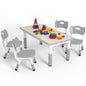 Height Adjustable Kids Table with 4 Chairs, Durable HDPE Play Set for Children Ages 2–12, Brown