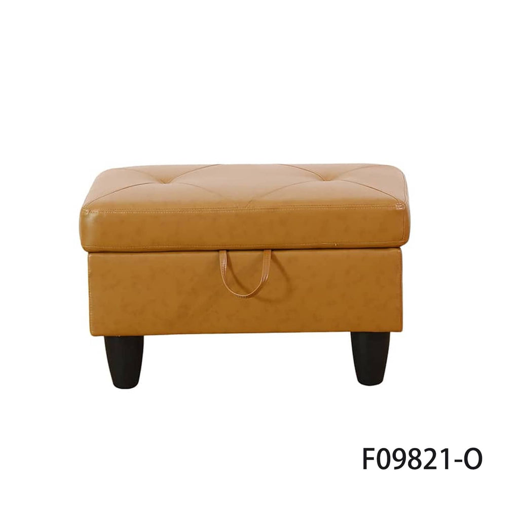 Modular Sectional Sofa Set with Storage Ottoman Solid Wood Frame Breathable Couch Ginger Faux Leather