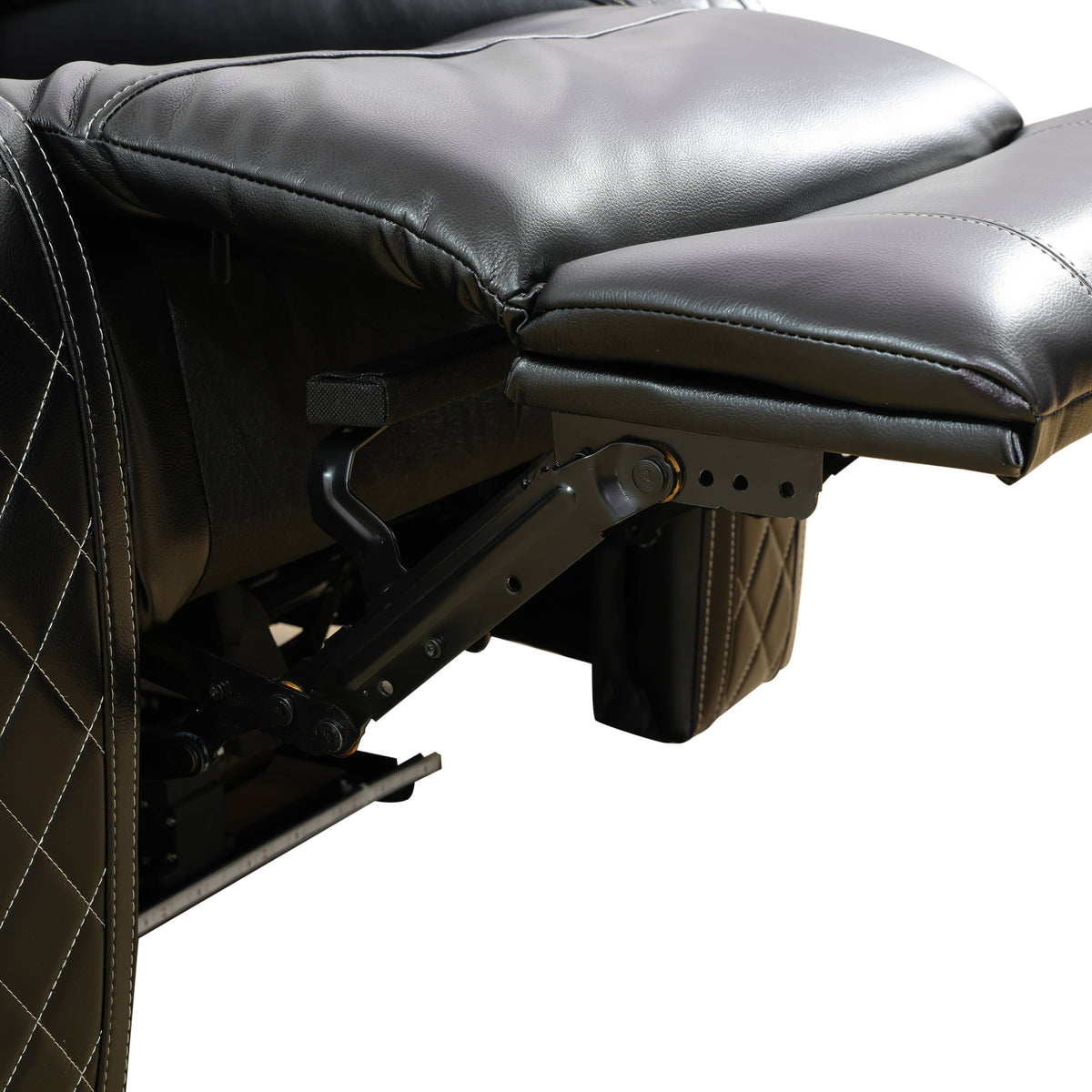 Intelligent Recliner Sofa Set Black Breathing Leather Adjustable Recline with USB LED Light Storage