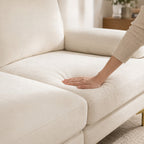 Fluffy Fabric U-shaped 3-Piece Living Room Sofa set, Off-white