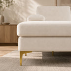Fluffy Fabric U-shaped 3-Piece Living Room Sofa set, Off-white
