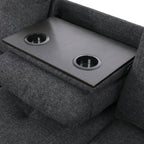 Modular Sectional Sofa Set with Storage Ottoman Reversible Coffee Table and Cup Holders Solid Wood Frame Fabric Couch Dark Grey